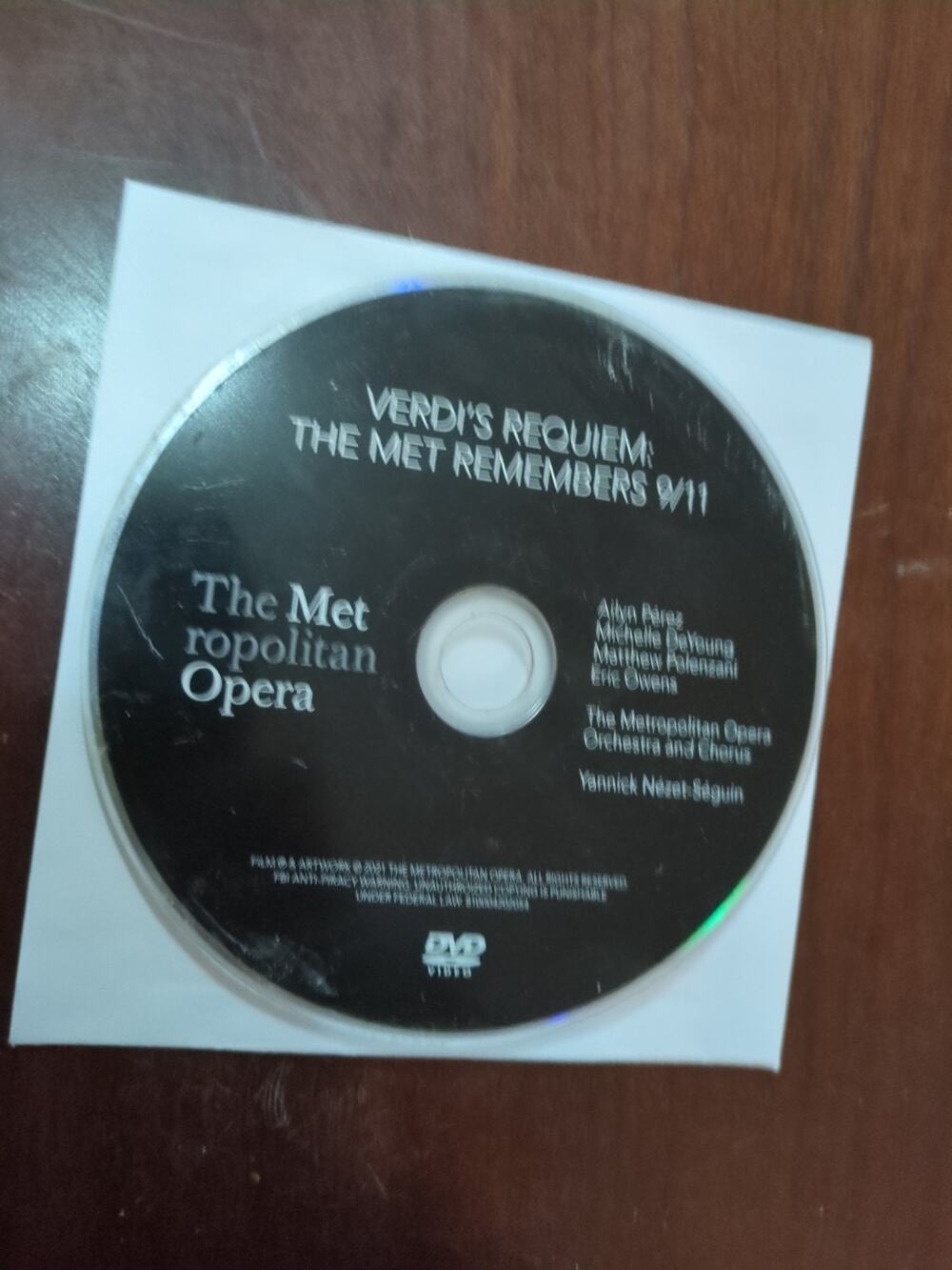 Verdi's Requiem the met remembers 9/11 cd disc only